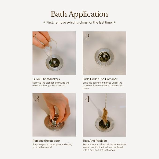 DrainWig Bathtub Drain Hair Catcher – Disposable Bathroom Hair Trap, Easy to Install in Bathtub Drain, Helps Prevent Clogs – As Seen on Shark Tank - Bathtub Accessories - Bathtub (2-Pack)