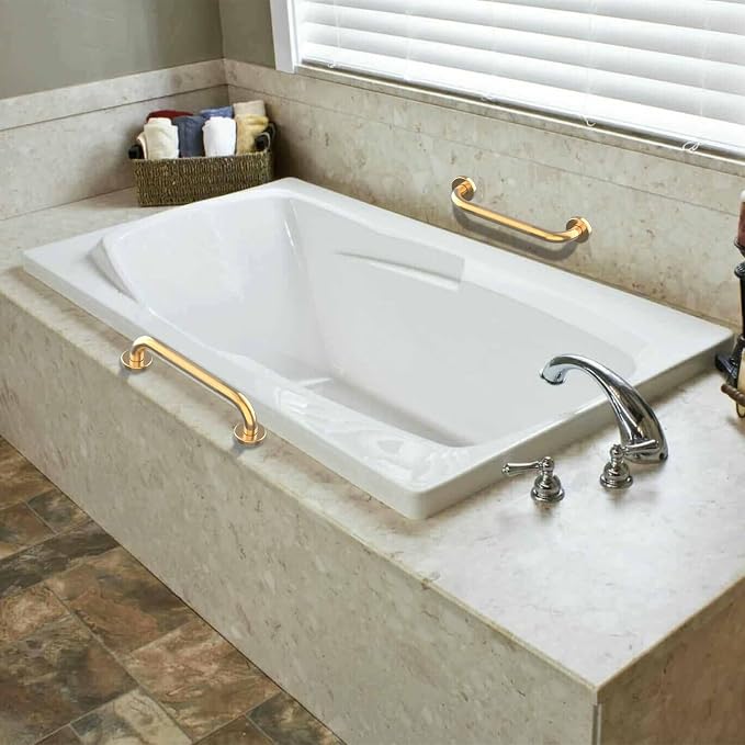 20 Inch Anti Slip Shower Grab Bar Gold, Munzong Bathroom Grab Bar, Knurled Bathroom Balance Bar,Safety Hand Rail Support Handicap Elderly Injury Senior Assist Bath Handle