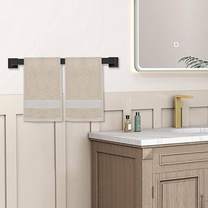 JOPOFI 5 Piece Bathroom Towel Bar Set - 23.6 Inch Bathroom Towel Holder, Thicken Stainless Steel Towel Racks for Bathroom Wall Mounted, Bathroom Hardware Accessories Set - Matte Black