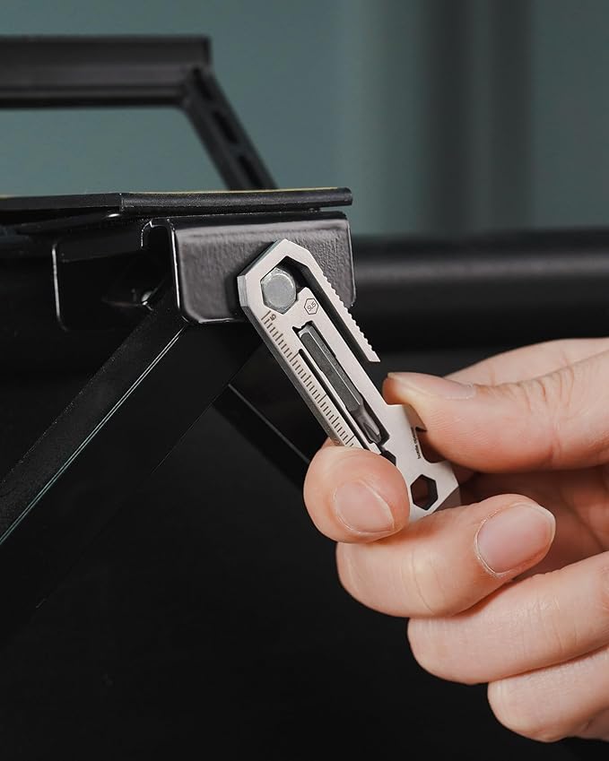 KeyUnity KR03 EDC Pry Bar Multitool with Flathead and Phillips Screwdriver Bottle Opener Wrenches and Ruler Compact Pocket Tool for Everyday Carry and Camping Gear