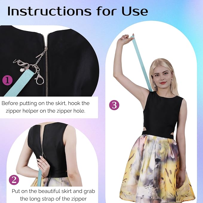 Zipper Helper Pull for Dresses and Bracelet Helper Tool Set, Zipper Puller Helper for Elderly, Women or Traveler, Dress Zipper Pull Helper, Easy to Use