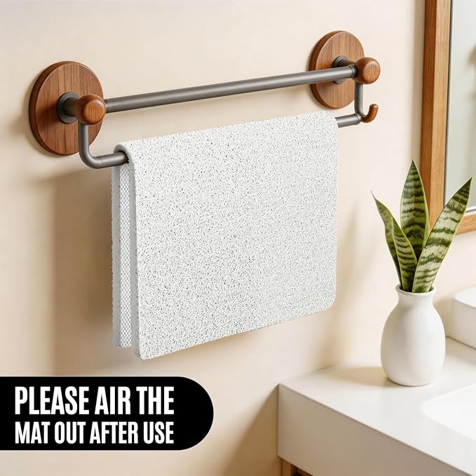 Joyhalo Shower Mat Bathtub Mat Non Slip, Bathmats Non Slip, Quick Drying Foot Scrubber Loofah Mats for Shower, Tub, Bathroom, Home, 31.5x16inch, White