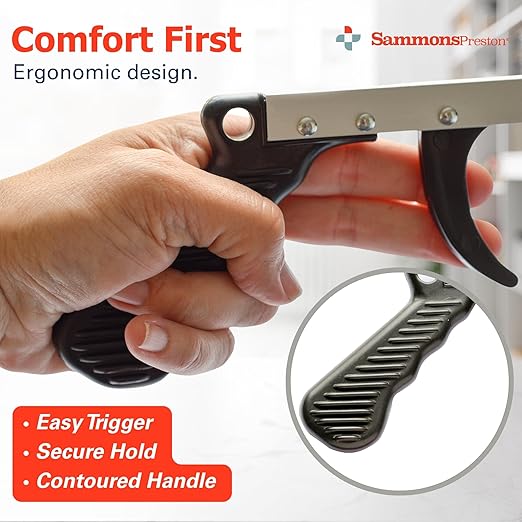 Sammons Preston Reacher, 26" Lightweight Grabber Reacher Tool with Magnetic Tip, Ergonomic Grip & Claw Jaw, Portable Reaching Aid for Seniors, Daily Living & Home Use, Standard Silver, Folding, 3 pack