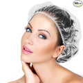 Disposable Shower Caps 100 Pcs - Multi-Purpose Thickening Elastic Bath Cap Plastic Waterproof Clear Shower Caps Bath Shower Hair Caps Women Spa,Home Use, Hotel and Hair Salon, Portable Travel(18.1")