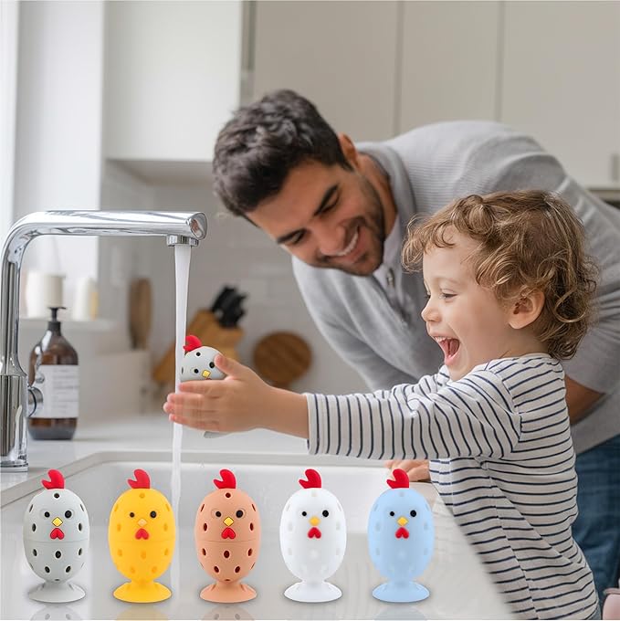 Egg Washer for Fresh Eggs, Egg Scrubber for Fresh Eggs, 2 Reusable Silicone Chicken Shaped Scrubs, Chicken Egg Cleaner, Eggshell Cleaner for Poultry Farm, Housewife Tools Vegetable Processing (Gray)