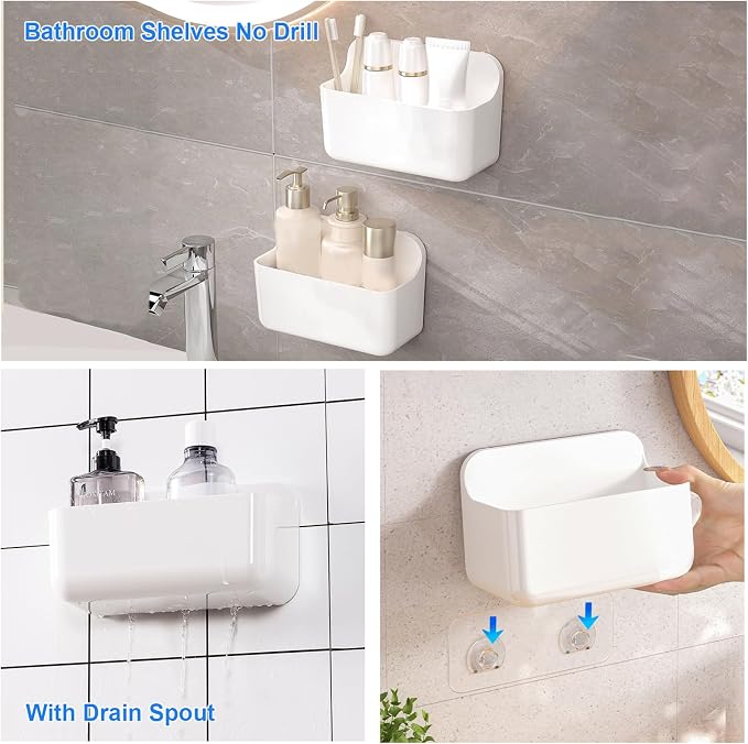 2pc Clear Wall Mount Organizer, Adhesive Cabinet Door Organizer,Self Adhesive Organizer for Wall,Shower Caddy No Drilling Hang Walls for Bathroom, Kitchen, Living Room
