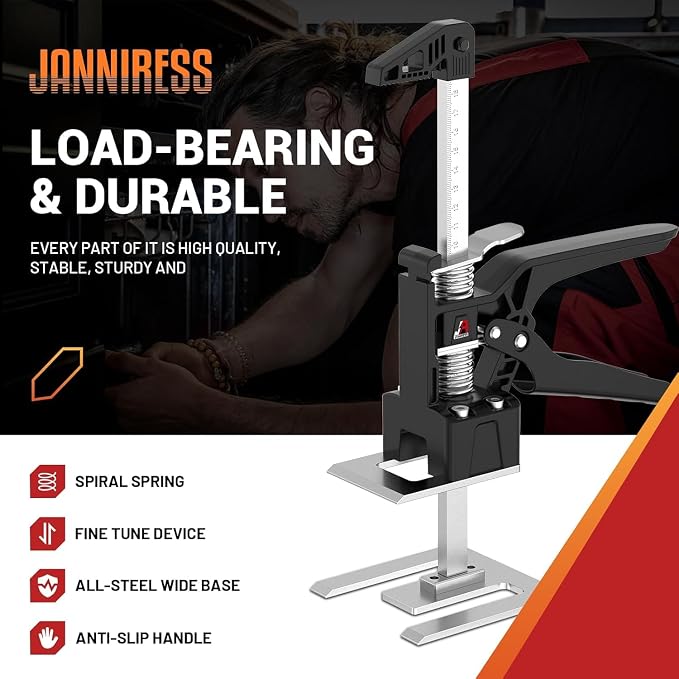 JANNIRESS Labor Saving Arm Jack Handle 2 Pack,15 in Construction,Multifunctional Furniture Jack for Installing Cabinets and Wall Tile Height Adjuster Handheld Lifter Tool, Load 400LBS