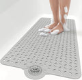 OTHWAY Bath Mat for Tub Non Slip: 39" X 17" Long Bathtub Mat with Hair Catcher│Big Drain Holes Shower Mats for Inside Shower│Machine Washable (Grey)