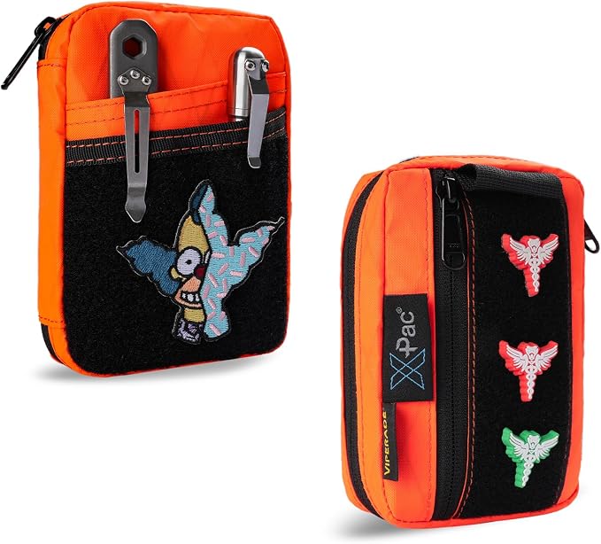 VIPERADE VE26 EDC Pouch Organizer with 11 Compartments, Small Tool Pouch with DIY Patches Area, EDC Pocket Organizer for Mutitools