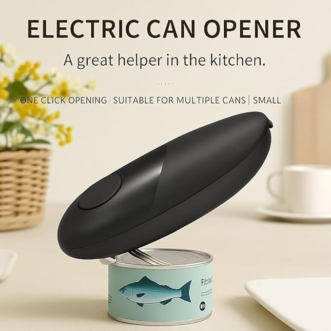 CASAFOYER Electric Can Opener | Senior Friendly One-Touch Can Opener Device | Precise Cut with No Rough Edges | Battery-Powered Portable Design | Can Opener for People with Arthritis and Joint Pain