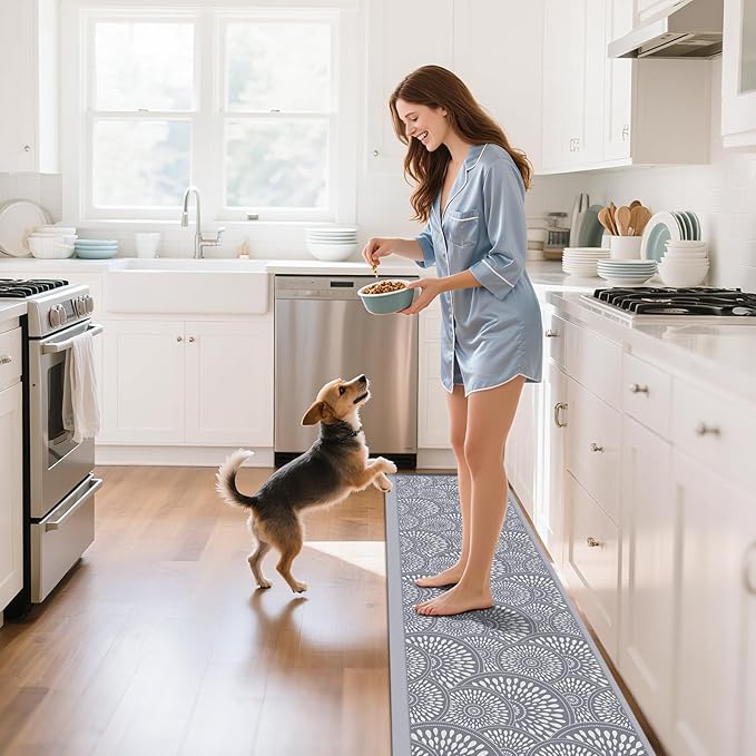Mattitude 4/5 Inch Kitchen Mat, 20x48in Heavy Duty Ergonomic Comfort Foam Standing Desk Mat, Waterproof Non-Slip Standing Mats and Rugs for Kitchen, Office, Black