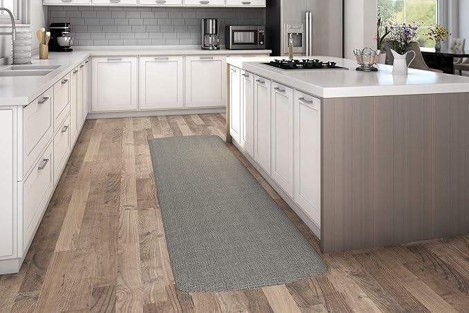 NewLife by GelPro Ergo-Foam Cushioned Anti-Fatigue Standing Kitchen Floor Mat, Padded Stain-Resistant, Waterproof, Non-Slip Comfort Padded Desk/Office Mat - 30" x 108", Patina Grey