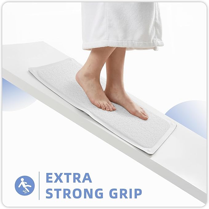 Upgraded Anti Slip Shower Mat for Inside Shower,Non Slip Bathtub Mat with Suction Cups,Shower Floor Mat,Scrubber Mats,Easy to Clean,Quick Dry,Easy Drainage,Loofah Bath Mat for Tub,White,16''x24''