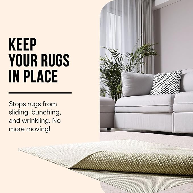 Non Slip Area Rug Gripper 2.5x9 Feet, Rug Gripper for Hardwood Floors, Laminate, Vinyl, Stone & Tile, Anti Slip Area Rug Pad for Under Rugs