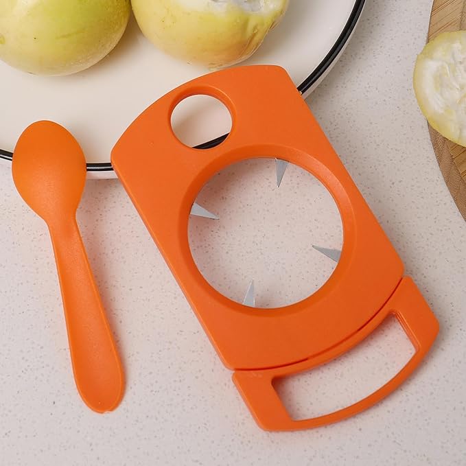 Passion Fruit Opener Tool - Stainless Steel Kitchen Peeling Gadget with Spoon - Passion Fruit Peeler - for Home Restaurant Party Gathering Picnic