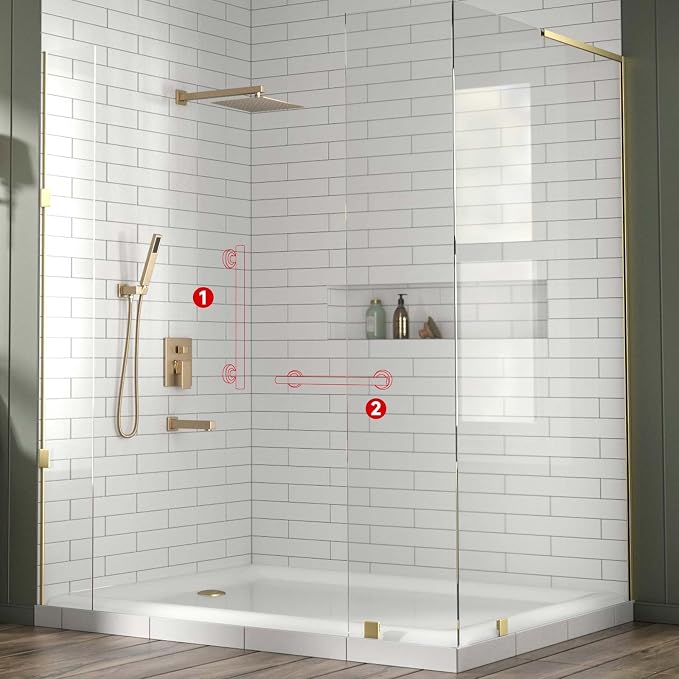 Lava Odoro Shower Grab Bar, Modern Stainless Steel Handicap Grab Bar for Bathtubs and Showers, Shower Safety Bar for Seniors Disabled, ADA-Compliant (Champagne Gold, 12 Inch)