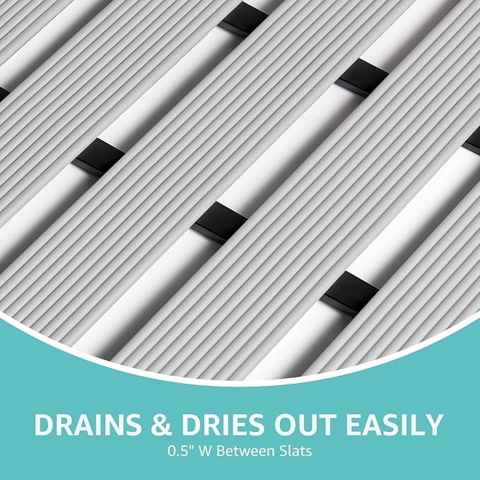 OTHWAY Large Shower Mat, 35.4 x 24 Inch No Suction Cup Shower Mat Non Slip, Quick Drain Shower Mats for Inside Shower, Heavy Duty PVC Shower Floor Mat, Curlable Shower Stall Mat (Light Grey)
