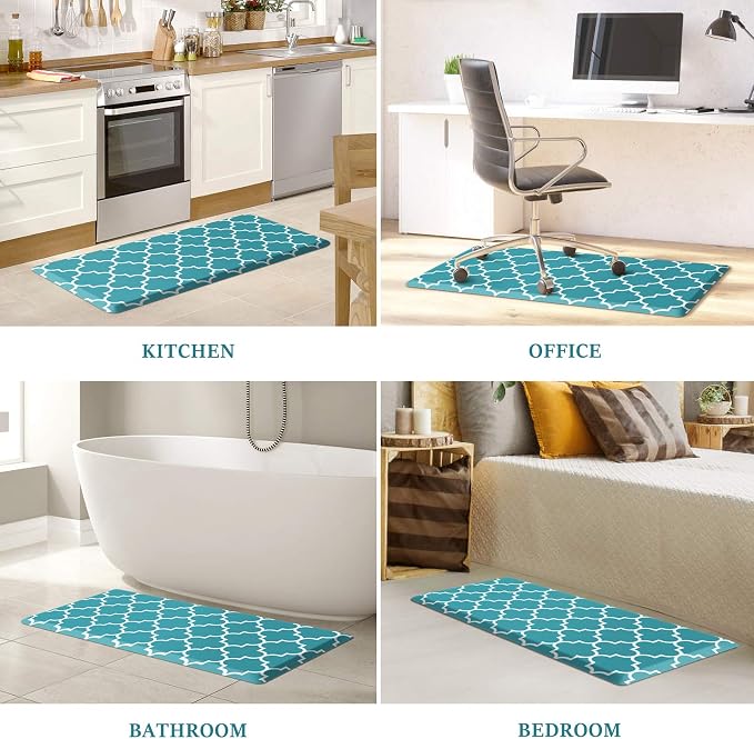 WISELIFE Kitchen Mat Cushioned Anti-Fatigue Kitchen Rug,17.3"x 39",Non Slip Waterproof Kitchen Mats and Rugs Heavy Duty PVC Ergonomic Comfort Mat for Kitchen, Floor Home, Office, Sink, Laundry, Green