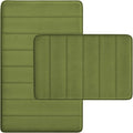RUN HELIX Bathroom Rugs Set 2 Piece Memory Foam Bath Non-Slip Bath Mat,Washable Room Mats,Absorbent Shaggy Rugs Super Soft Kitchen Mats, Batroom Carpets for Bathroom,Tub,Shower Home Decor（Green）