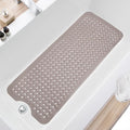 TEESHLY Bath Tub and Shower Mats, Non Slip 40 x 16 Inch Extra Long Bathtub Mat, Machine Washable Bathmat with Drain Holes, Suction Cups for Bathroom Floor, Tan