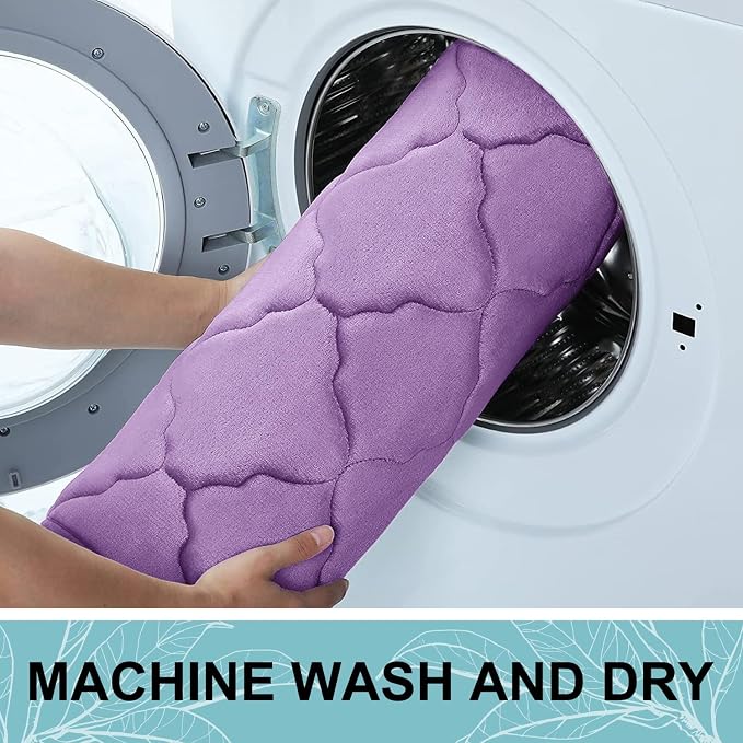 OLANLY Memory Foam Bath Mat Rug 47x20, Ultra Soft and Absorbent Bathroom Rugs, Non-Slip, Comfortable, Machine Washable Bath Carpet for Bathroom Floor, Tub, Shower and Home Decor Accessories, Lavender