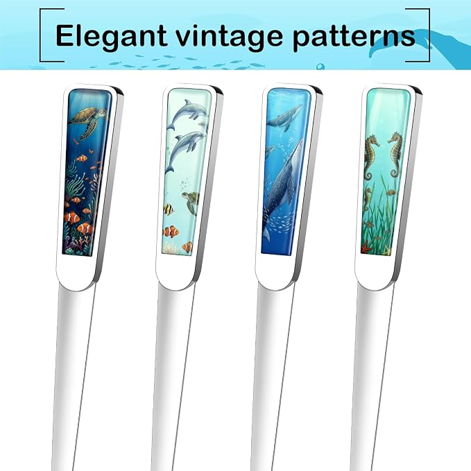 Chuangdi 4 Pieces Letter Opener Knife Fancy Stainless Steel Envelope Openers Slitter Lightweight Mail Opener Tool for Women Men Graduation Gift Office Home School Supplies(Ocean Style)