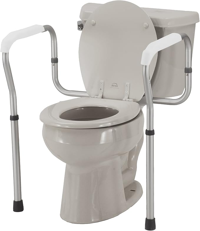 NOVA Medical Products Toilet Rails & Frame, Handrails for Toilet Seat, Safety Support Frame for Bathroom Toilet, Quick and Easy Installation, Grey (8200-R)
