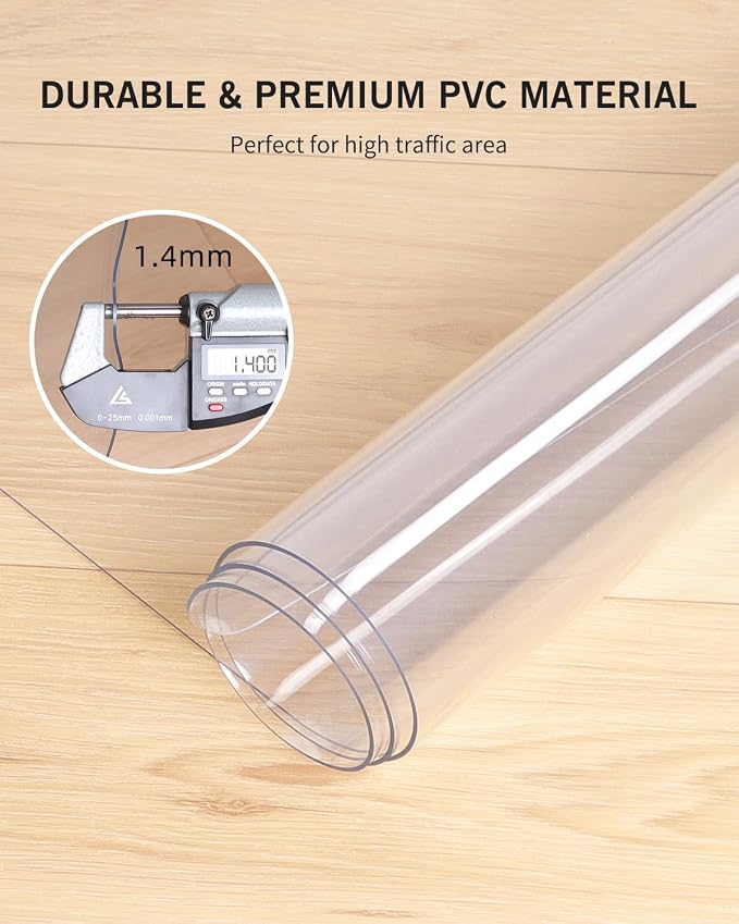 Area Mat for Floor, 8'×10' Transparent PVC Area Rug for Home, Waterproof Durable Hard Floor Protector for Dining Room, Large Anti-Scratch Floor Mats for Bedroom, Living Room