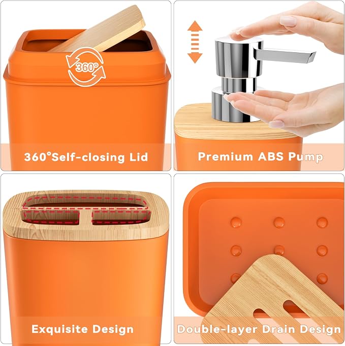 Bathroom Set- Bathroom Accessories Set with Sequin Shower Curtain Set Orange Bathroom Decor with Towel Set Bathroom Decor