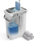 JOYMOOP Mop and Bucket Set for Floor and Wall Cleaning, Flat Mop System with 60" Mop + 3 Pads, Household and Commercial Use