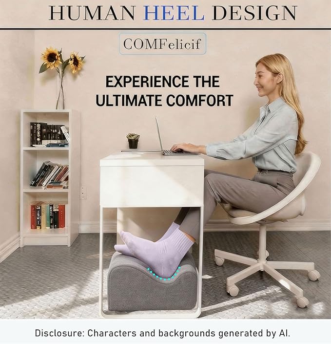 Foot Rest for Under Desk at Work,At Work Soft Ergonomic Footrest,Support Foot Pillow,Heel Chair,Leg Elevation Pillow, (Dark Gray)