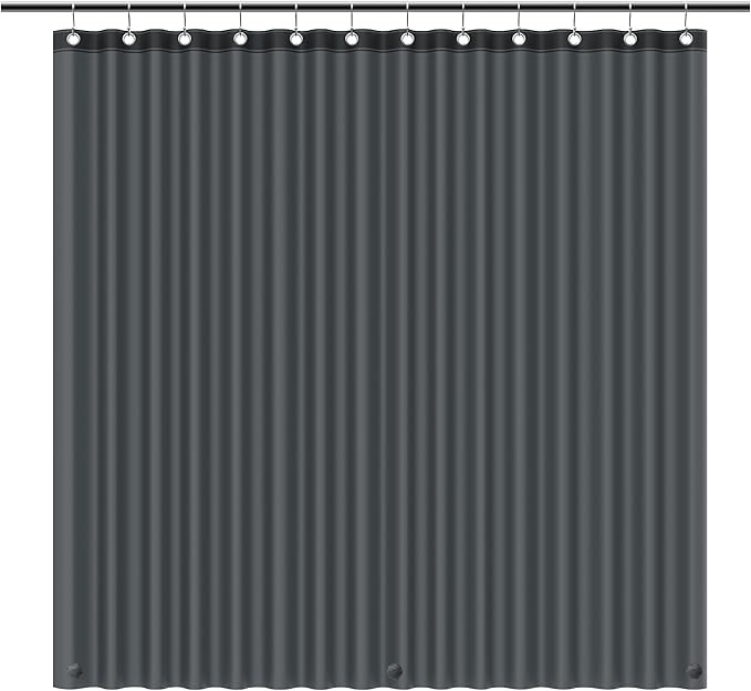 EHZNZIE Dark Grey Shower Curtain Liner 72x72, PEVA Waterproof Bath Curtain, No Chemical Smell, 3 Weighted Magnets, Durable with Rustproof Metal Grommets