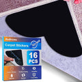16PCS Rug Pad Grippers, Non Slip Carpet Stickers for Area Rugs, Hardwood Floor, Wood Floor, Tile Floors, Reusable Rug Corners Sticker to Hold Rug Down, Washable Carpet Stickers for Area Rugs(Black)