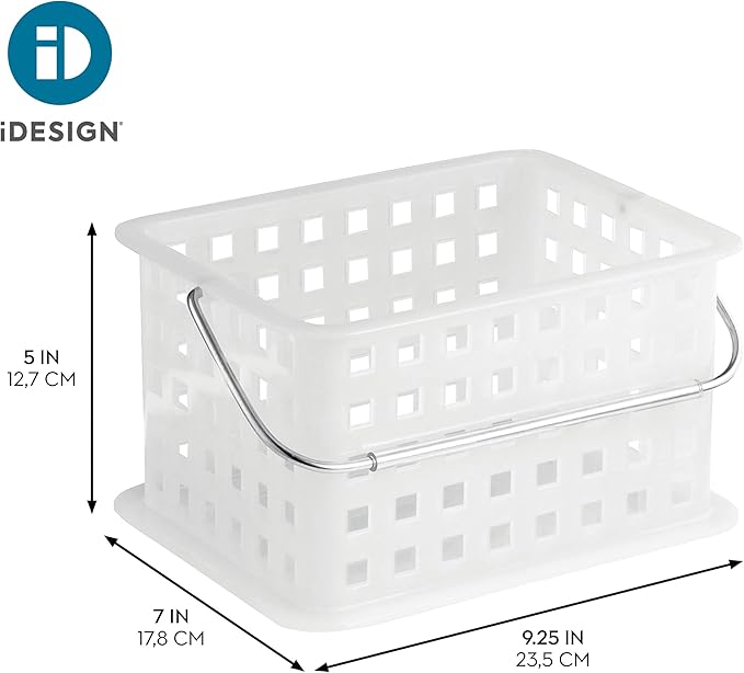 iDesign Small Shower Caddy with Handle, Portable Shower Organizer for Dorm or Bathroom, Clear Frost