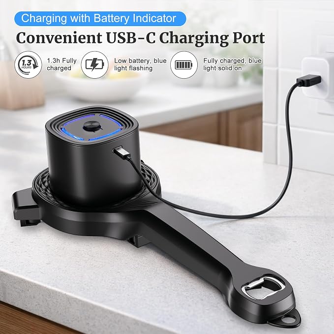Rechargeable Electric Jar Opener, 2-in-1 Jar Opener Electric And Bottle, With Power-Clamp Technology, Easy Opening Opener For Weak Hands & Seniors & Arthritis, Includes Free Rubber Gripper Pad