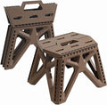 Folding Step Stool Holds 440 lbs - 9" Sturdy Foldable Step Stool with Non-Slip Base, Space Saving for Kitchen, Bathroom, Camping (Brown)