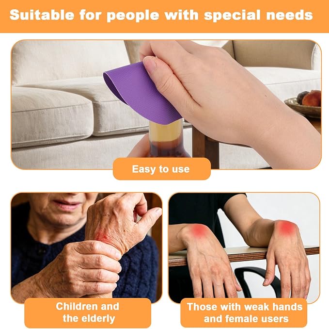 LUTER 4pcs Jar Opener Gripper Pads, Reusable Rubber Jar Grippers Multi-function Bottle Lid Opener for Kitchen Coasters (Yellow, Purple)