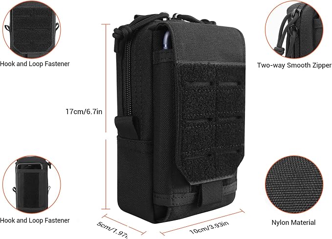 Tactical Molle Utility Pouch Cell Phone Pouch, Waist Bag Belt Pouch for Men, EDC Bag Gadget Organizer Vest Pack Purse Mobile Phone Case Hunting Compact Bag for Runing