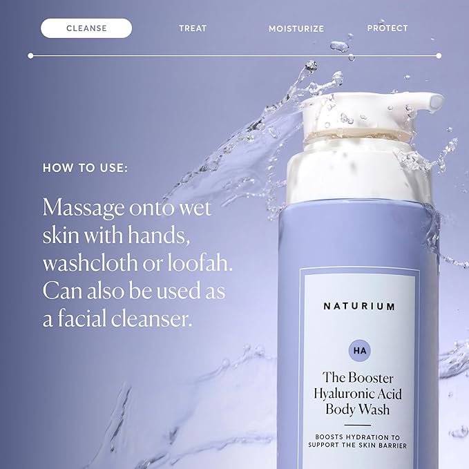 Naturium The Booster Hyaluronic Acid Body Wash, Hydrating & Moisturizing plus Minimizes Dryness, with Glycerin & Vitamin B5, 16.9 oz