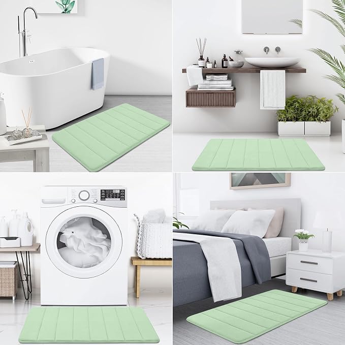 Buganda Memory Foam Bath Mat, 47" x 24", Ultra Soft and Non-Slip Bathroom Rugs, Water Absorbent and Machine Washable Bath Rug Runner for Bathroom, Shower, and Tub, Sage Green