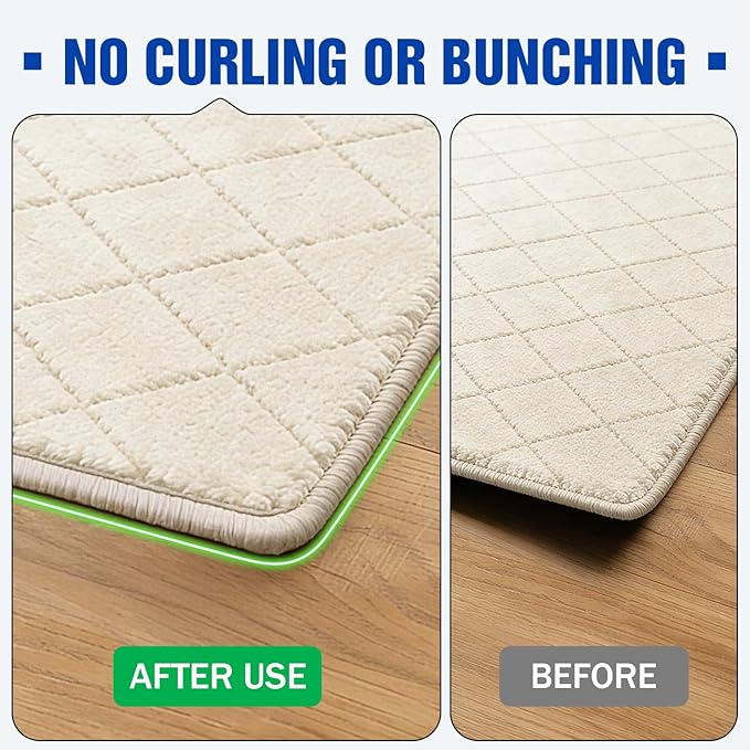 Songrey Rug Tape Rug Corner Grippers 32PCS, Reusable Double-Sided Carpet Tape to Hold Area Rugs Down, Non Slip Rug Pads Gripper for Hardwood Floors No Damage