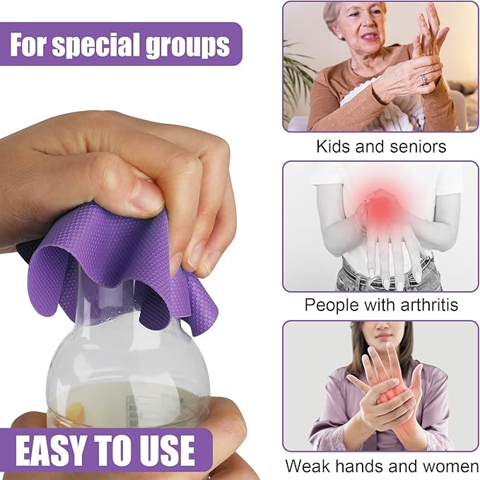 LUTER 4pcs Jar Opener, Rubber, Multi-function Silicone Bottle Opener for Seniors with Weak Hands Lid Cap Gripper Pads Kitchen Coasters Gadgets(Green, Purple)
