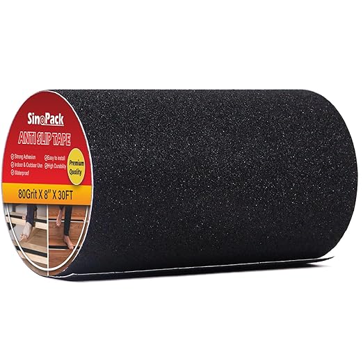 Anti Slip Tape Black 8Inch x 30FT Non Slip Ramp for Outdoor Non Skid Tape, Best Grip Non Slip Strips Tape High Traction Friction Abrasive Adhesive for Stairs Step