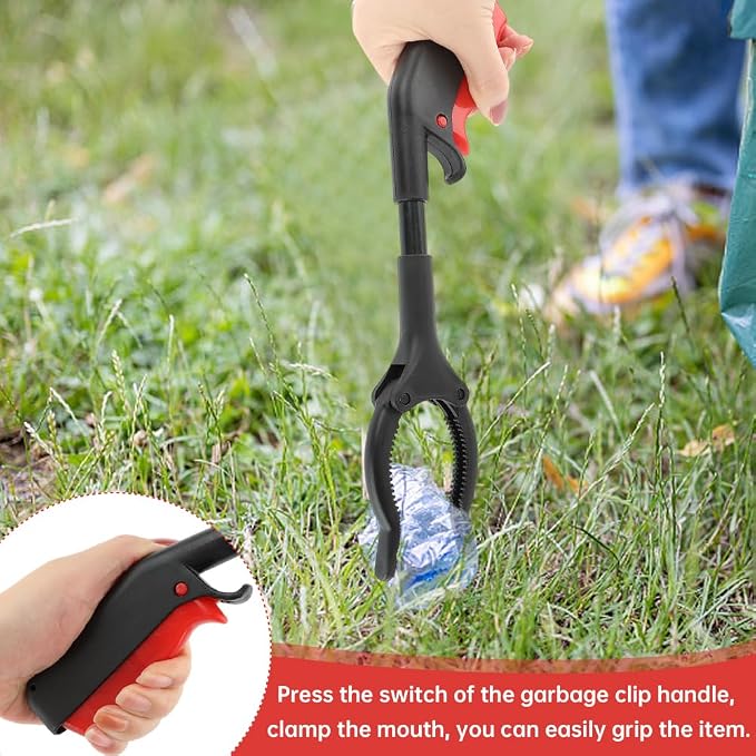 Grabber Tool, 4pcs 30cm/12inch Grabber Reacher Tool Claw Rubbish Tong, Lightweight Trash Pick up Stick,Portable Grabber Tool for Adults Litter Pickers Sanitation Workers(Black+red)