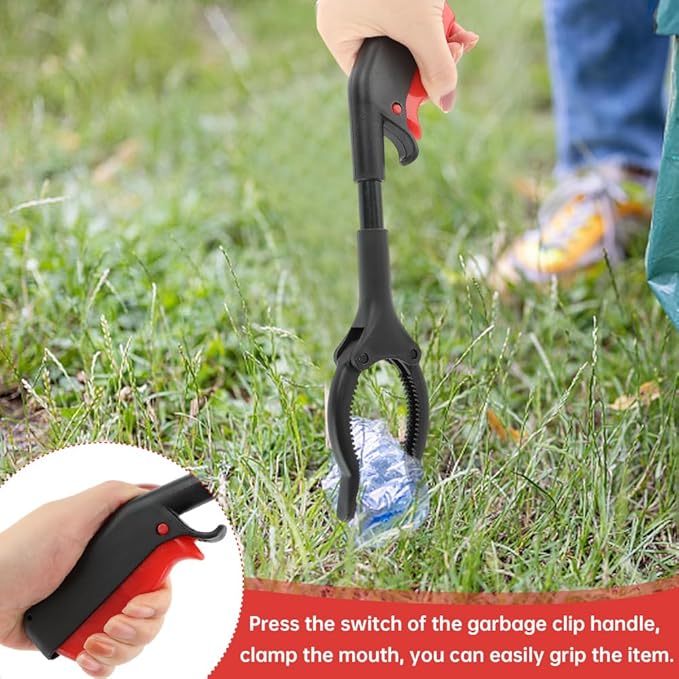 Trash Grabber Tool 4pcs 30cm 12inch Short Grabber Reacher Tool Claw Rubbish Tong Lightweight Portable Grabber for Adults Seniors Litter Pickers Black Red
