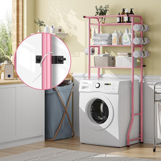 Simple Trending 3 Tier Over The Toilet Rack, Shelf Bathroom, Bathroom Stand Organizer Space Saver, Pink