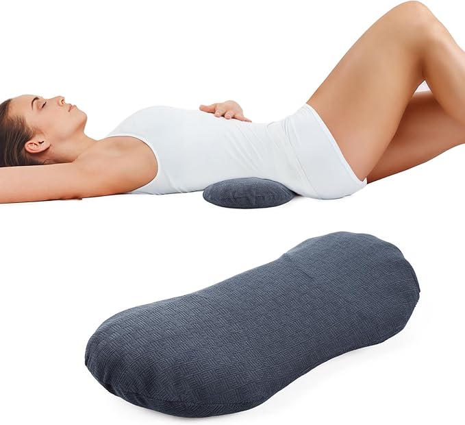 COMFYTHERA Lumbar Support Pillow for Sleeping Memory Foam Lumbar Support Cushion for Lower Back Pain Relief, Back Support Bed Pillow Waist Support (Dark Grey, Small)