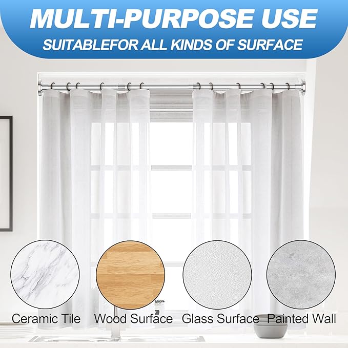 CorkLatta Chrome Shower Curtain Rod 31 to 92 Inch,1 Inch Diameter Adjustable Spring Tension Curtain Rod No Drilling Stainless Steel Telescoping Rod,No Rust