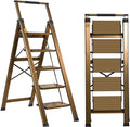 XinSunho 5 Step Ladder, Aluminum 5 Step Stool with Retractable Handrail and Anti-Slip Wide Pedal, Folding Stool Ladders 5 Steps, 330lbs Safety Household Slim Ladder