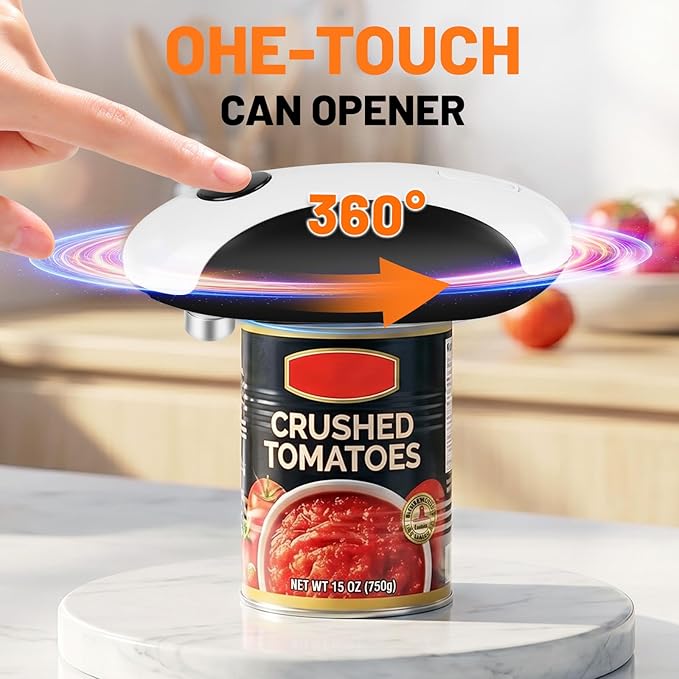 Electric Can Opener, USB-C Rechargeable One Touch Hands Free Automatic Can Openers for Most Can Sizes Smooth Edge, Safe and Easy to Use for Seniors, Arthritis Sufferers, Kitchen and Camping